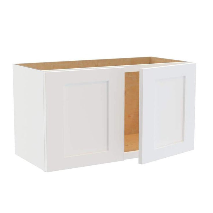 Home Decorators Collection Newport 27 in. W x 12 in. D x 15 in. H Assembled Plywood Wall Bridge Kitchen Cabinet in Pacific White with Soft Close