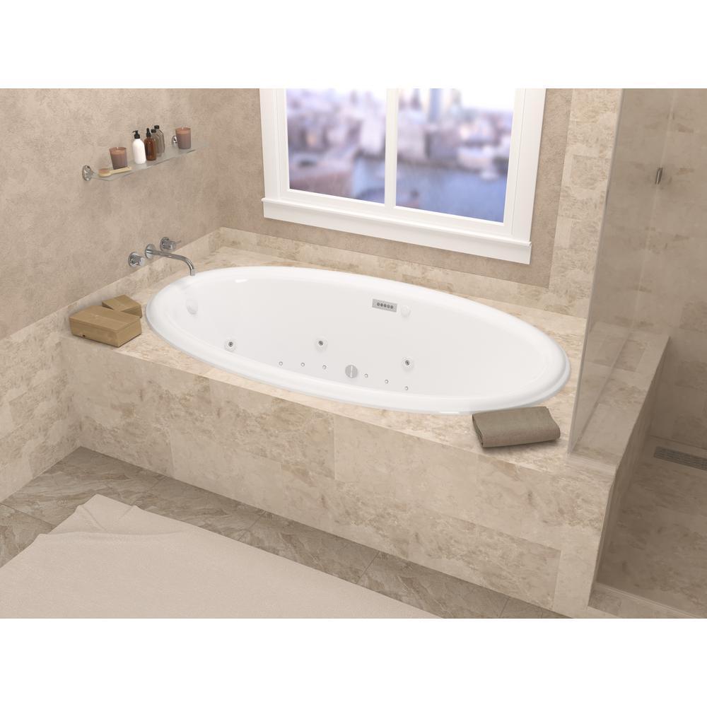 Topaz Diamond Series 70 in. Oval Drop-in Whirlpool and Air Bath Tub in White - Super Arbor