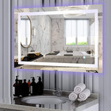 39.5 in x 28.5 in. White/Blue LED Lighted Mirror With Touch Sensor