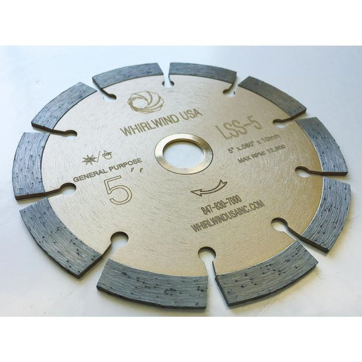 Whirlwind USA 5 in. 10-Teeth Segmented Diamond Blade for Dry or Wet Cutting Concrete, Stone, Brick and Masonry