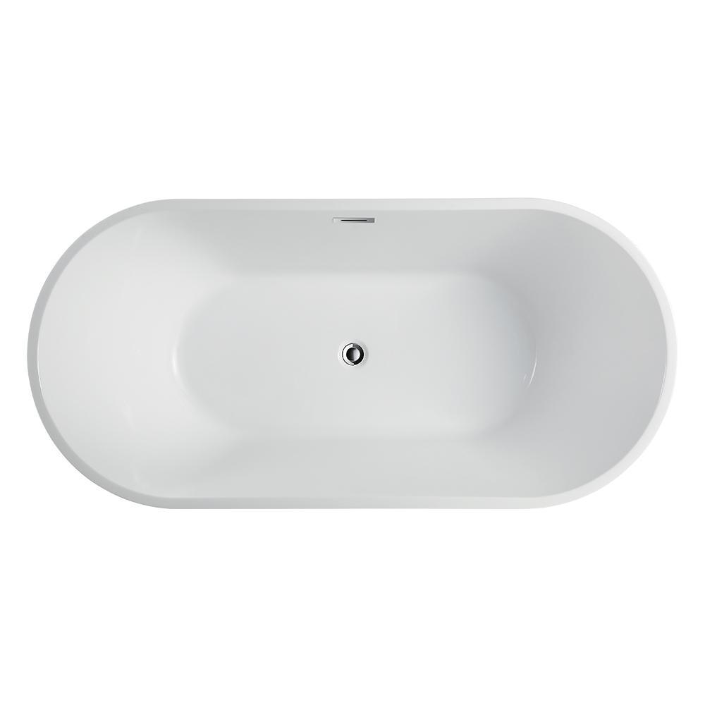 Bordeaux 59 in. Acrylic Flatbottom Freestanding Bathtub in White - Super Arbor