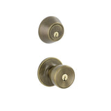 Antique Brass Single Cylinder Deadbolt and Brill Entry Door Knob Combo Pack - Super Arbor