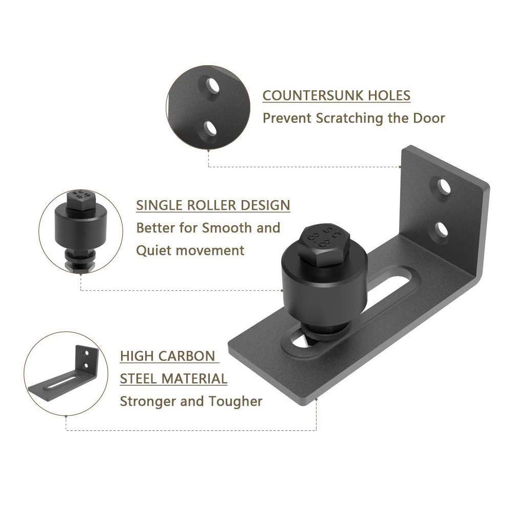 3.66 in. Black Steel Adjustable Heavy-Duty Sliding Barn Door Floor Guide Hardware (2-Pack) (Model 3) - Super Arbor