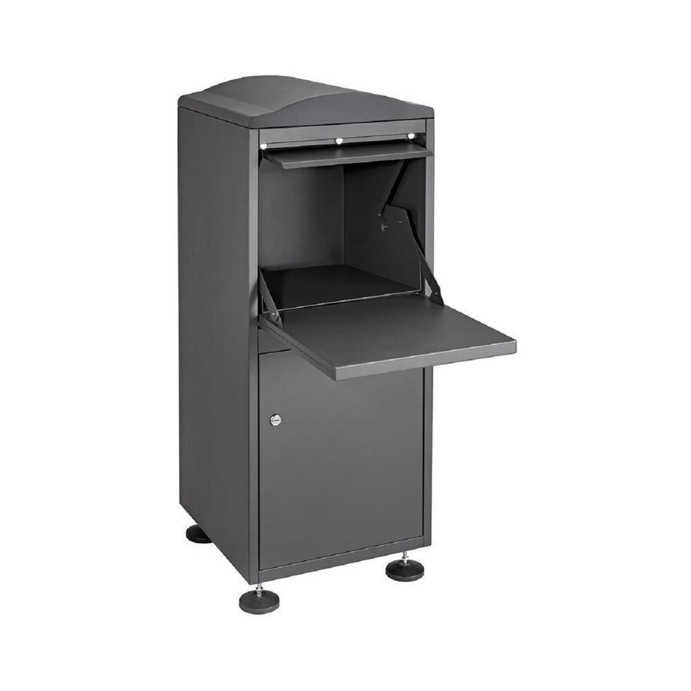 Black Free-Standing Steel Secured Parcel Drop Box - Super Arbor