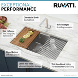 32 in. Single Bowl Workstation Tight Radius Undermount 16-Gauge Stainless Steel Kitchen Sink with Sliding Accessories - Super Arbor