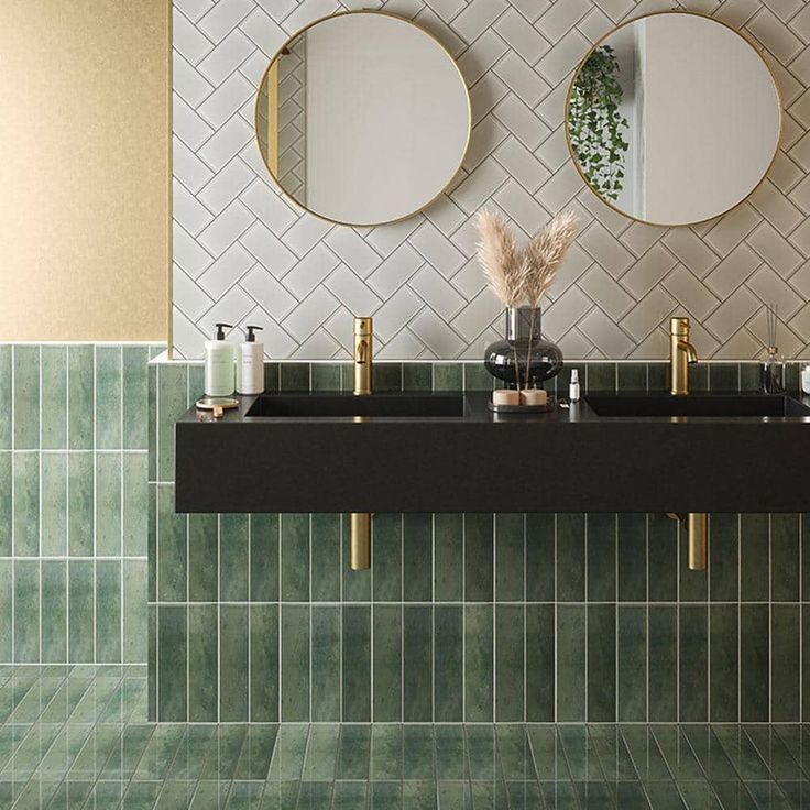 Typhoon Green 3 in. x 18 in. Subway Gloss Porcelain Wall and Floor Tile (10.76 sq. ft./Case) by Jeffrey Court