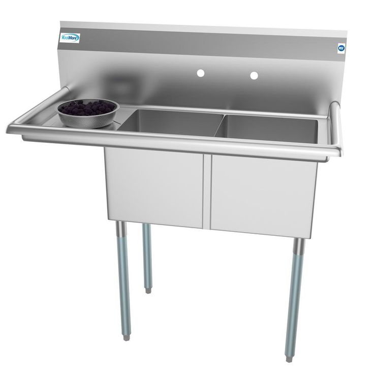 45 in. Freestanding Stainless Steel 2-Hole Triple Bowl Commercial Kitchen Sink