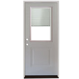 32 in. x 80 in. 1-Panel 1/2 Lite Mini-Blind Primed White Steel Prehung Front Door - Super Arbor