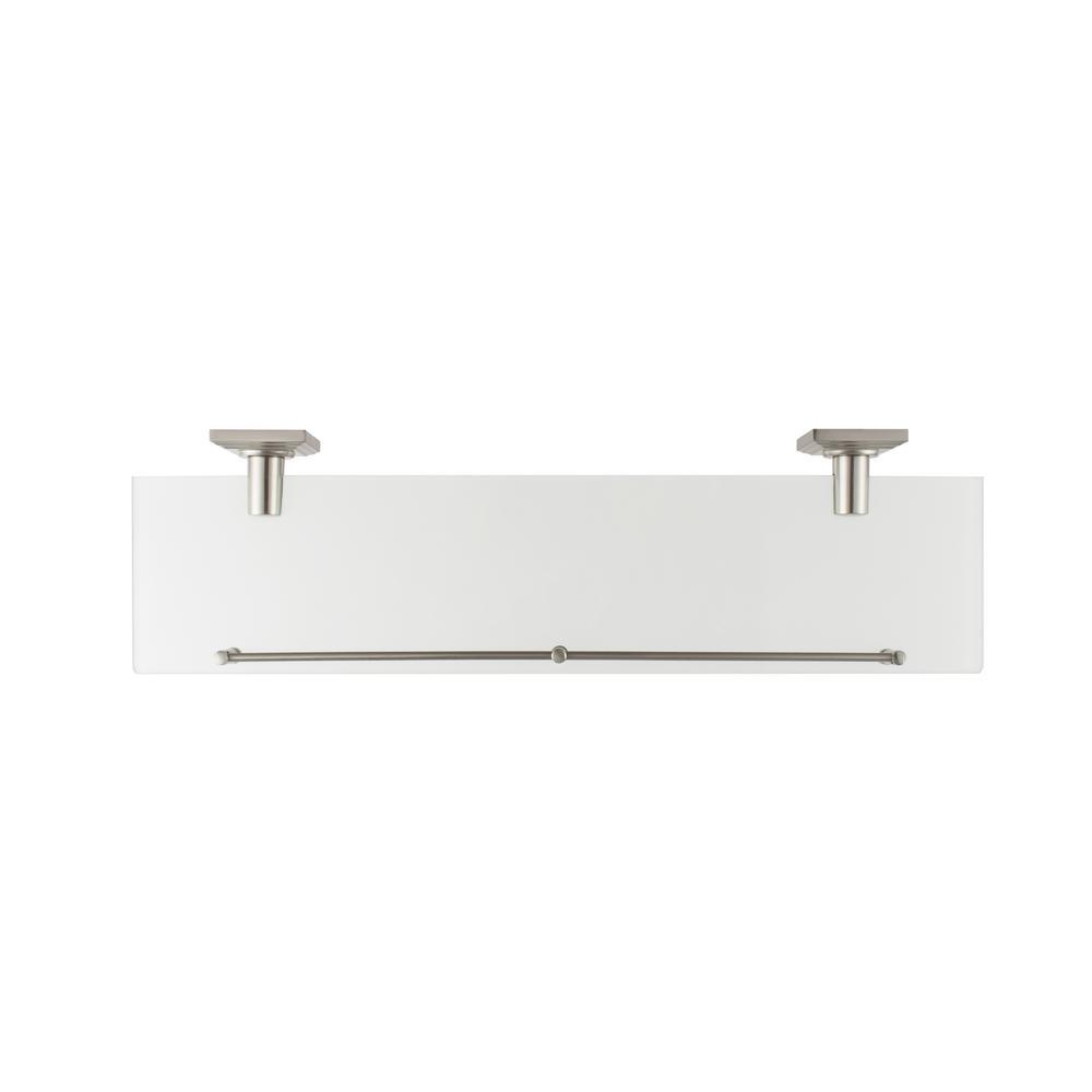 Square 20 in. Frosted Glass Shelf with Rail in Satin Nickel - Super Arbor