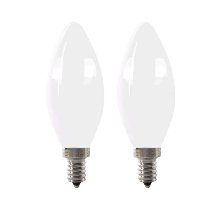 Feit Electric 60-Watt Equivalent B10 Candelabra Dimmable Filament CEC Frosted Glass Chandelier LED Light Bulb, Daylight (2-Pack)