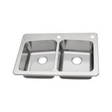 All-in-One Dual Mount 18-Gauge Stainless Steel 33 in. 2-Hole 50/50 Double Bowl Kitchen Sink with Pull-Out Kitchen Faucet - Super Arbor