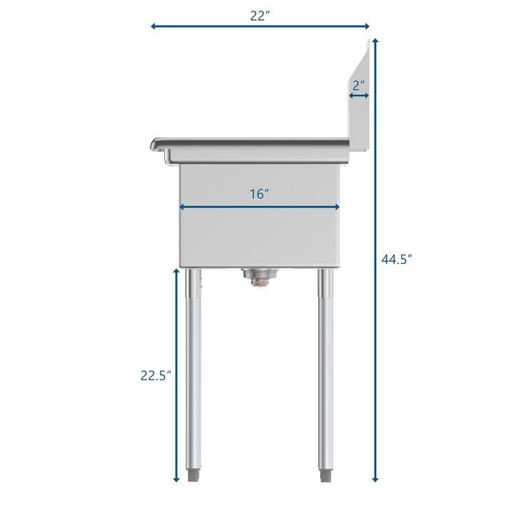 Freestanding Stainless Steel 43 in. 2-Hole Double Bowl Commercial Kitchen Sink