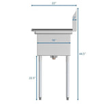 Freestanding Stainless Steel 43 in. 2-Hole Double Bowl Commercial Kitchen Sink