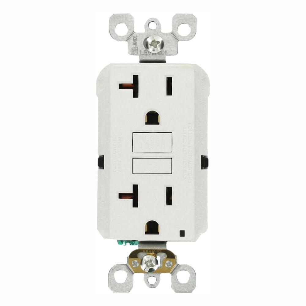 20 Amp Self-Test SmartlockPro Slim Duplex GFCI Outlet, White - Super Arbor