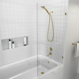 34 in. x 58 in. Frameless Fixed Panel Bathtub Door in Matte Black without Handle - Super Arbor
