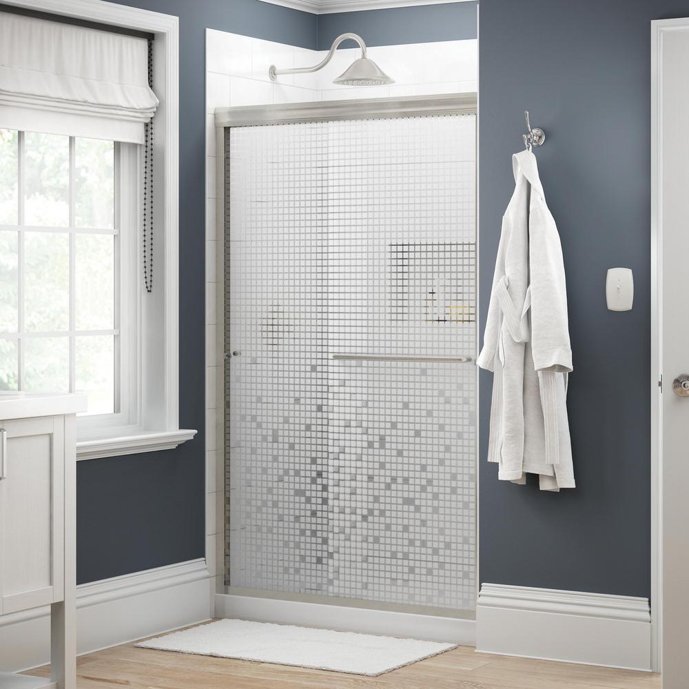 Simplicity 48 in. x 70 in. Semi-Frameless Traditional Sliding Shower Door in Bronze with Clear Glass - Super Arbor