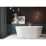 67 in. Glossy White Acrylic Bathtub - Modern Flat Bottom Stand Alone Tub - Luxurious SPA Tub - Super Arbor