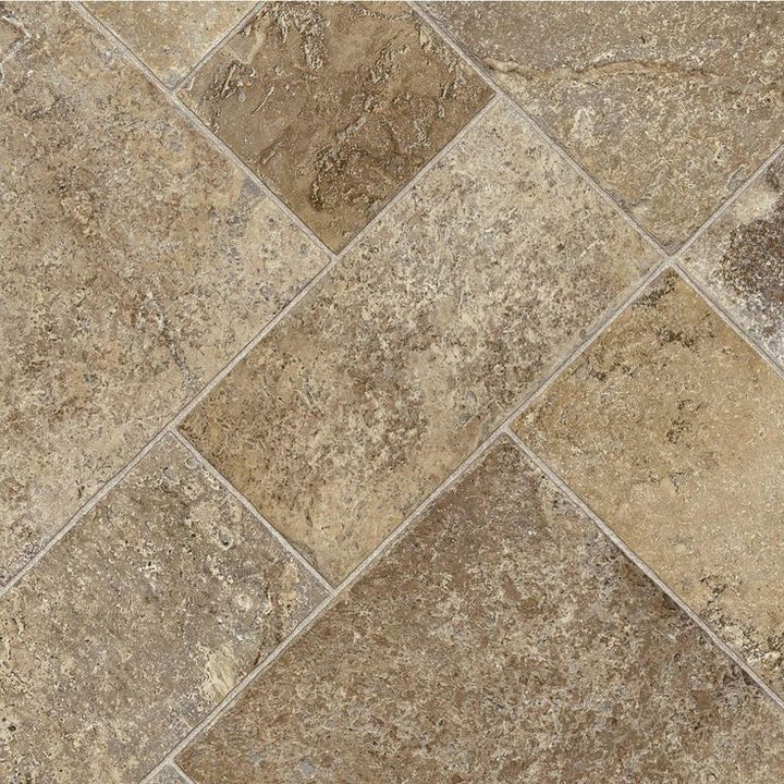 TrafficMASTER Coffee Diagonal Tile Vinyl Sheet, Sold by 12 ft. Wide x Custom Length