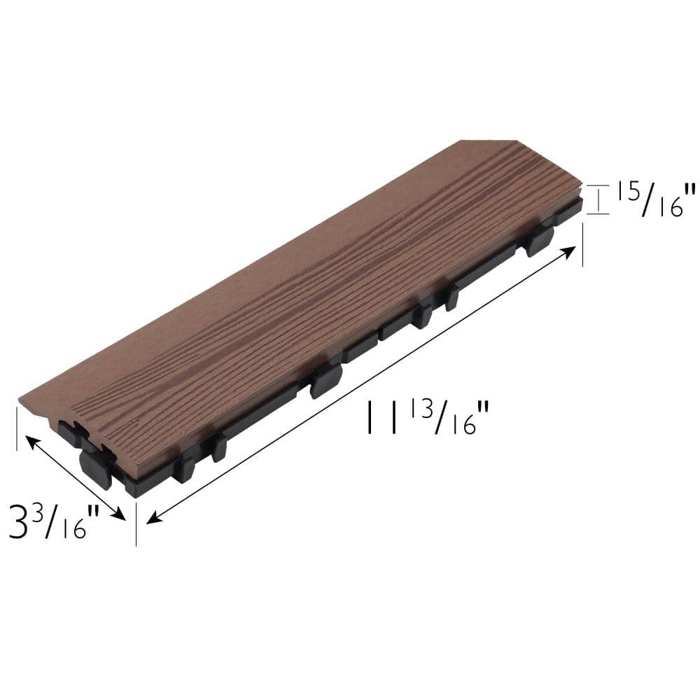 Design House Straight Edge Trim 3 in. x 12 in. Wood-Plastic Composite Deck Tile in Russet Canyon( 4-Pack)