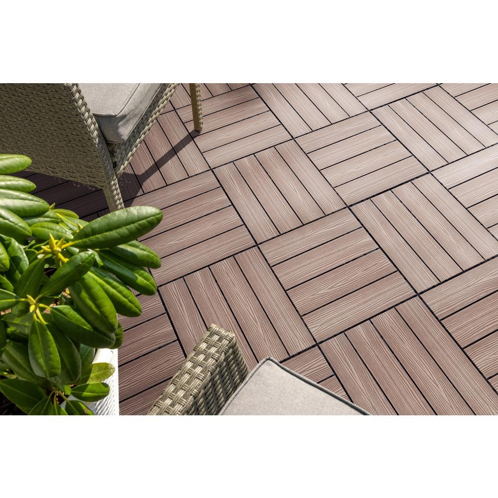 Design House Straight Edge Trim 3 in. x 12 in. Wood-Plastic Composite Deck Tile in Russet Canyon( 4-Pack)