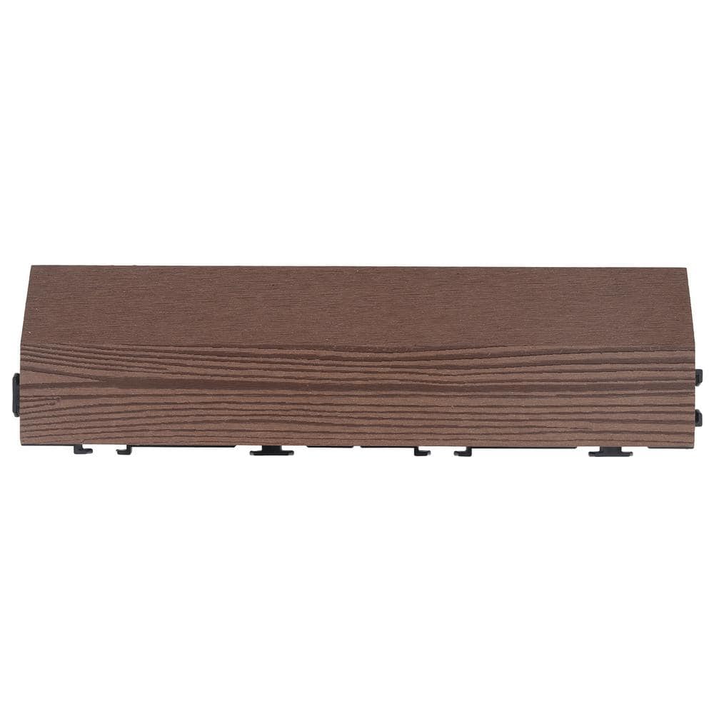 Design House Straight Edge Trim 3 in. x 12 in. Wood-Plastic Composite Deck Tile in Russet Canyon( 4-Pack)
