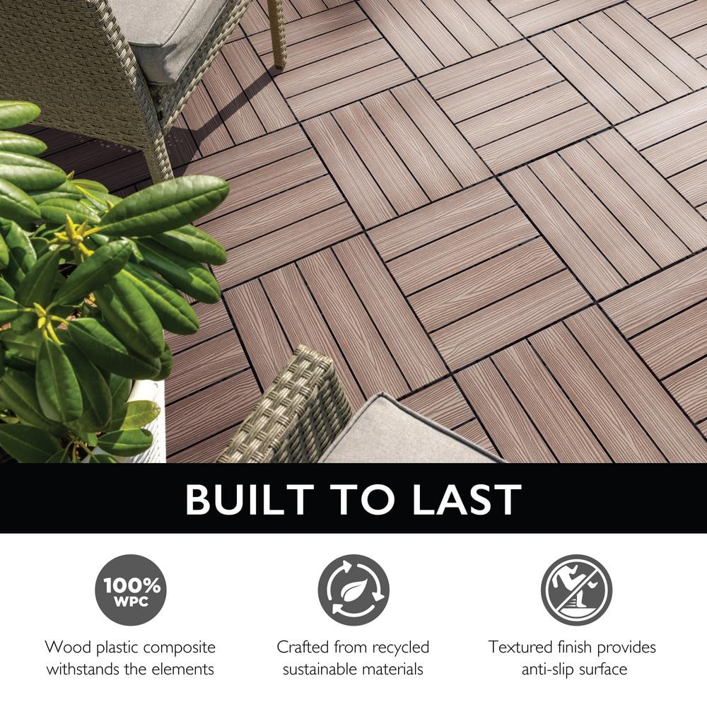 Design House Straight Edge Trim 3 in. x 12 in. Wood-Plastic Composite Deck Tile in Russet Canyon( 4-Pack)