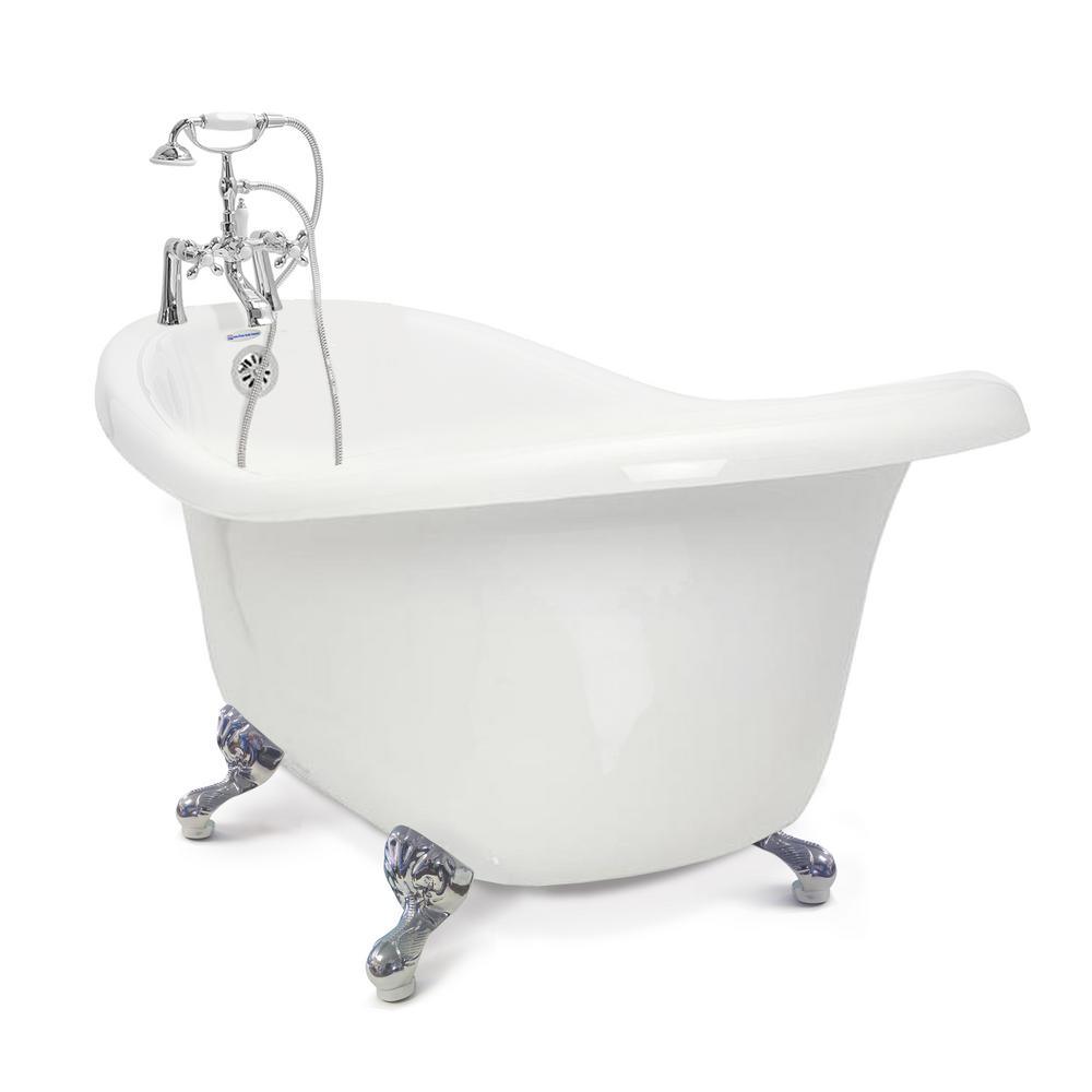 Chelsea 60 in. Acrylic Slipper Clawfoot Bathtub Package in White with Old Bronze Imperial Feet and Deck Mount Faucet - Super Arbor