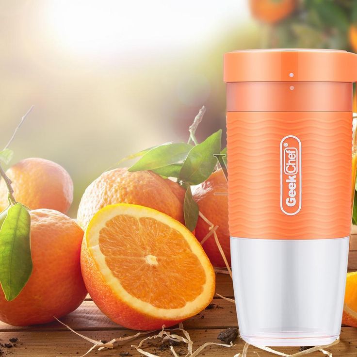 10 oz. Single Speed Orange Portable Personal Blender with USB Rechargeable