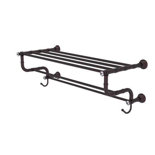 Allied Brass Carolina Crystal Collection 30-in Towel Shelf with Double Towel Bar in Antique Bronze