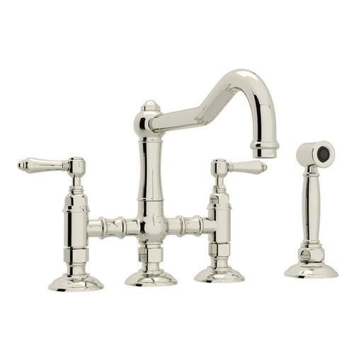 Rohl Italian Kitchen Acqui Polished Nickel 2-Handle Deck-Mount Bridge Handle Kitchen Faucet