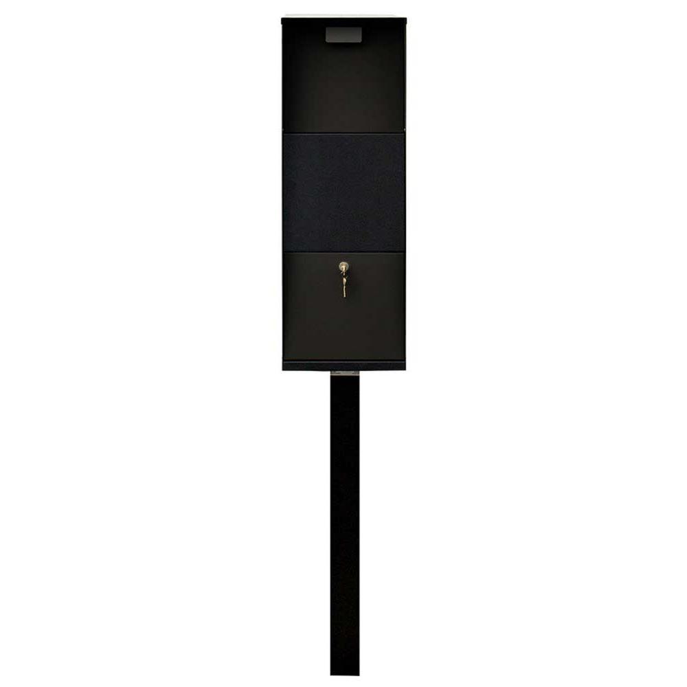 Vacation Black Post Mounted Locking Mailbox - Super Arbor