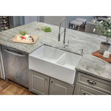 Farmhouse Apron Front Fireclay 33 in. 60/40 Double Bowl Kitchen Sink in White with Grids and Strainers - Super Arbor