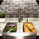 Handcrafted All-in-One Apron Mount 30 in. x 20 in. x 9 in. Single Bowl Kitchen Sink in Stainless Steel with Accessories