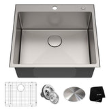 Standart PRO Drop-in Stainless Steel 25 in. 2-Hole Single Bowl Kitchen Sink
