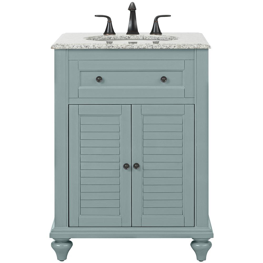 Hamilton Shutter 49-1/2 in. W x 22 in. D Bath Vanity in Ivory with Granite Vanity Top in Grey - Super Arbor