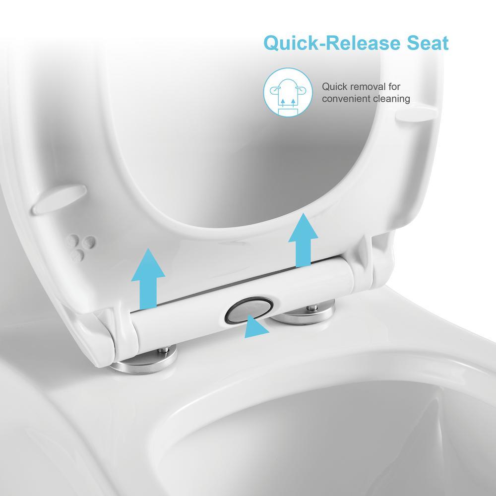 1-Piece 1.1 GPF /1.6 GPF Dual Flush High Efficiency Elongated Toilet in White Seat Included - Super Arbor