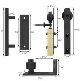 6 ft./72 in. Black Steel Strap Sliding Barn Door Track and Hardware Kit with 12 in. Cylinder Handle and Floor Guide - Super Arbor