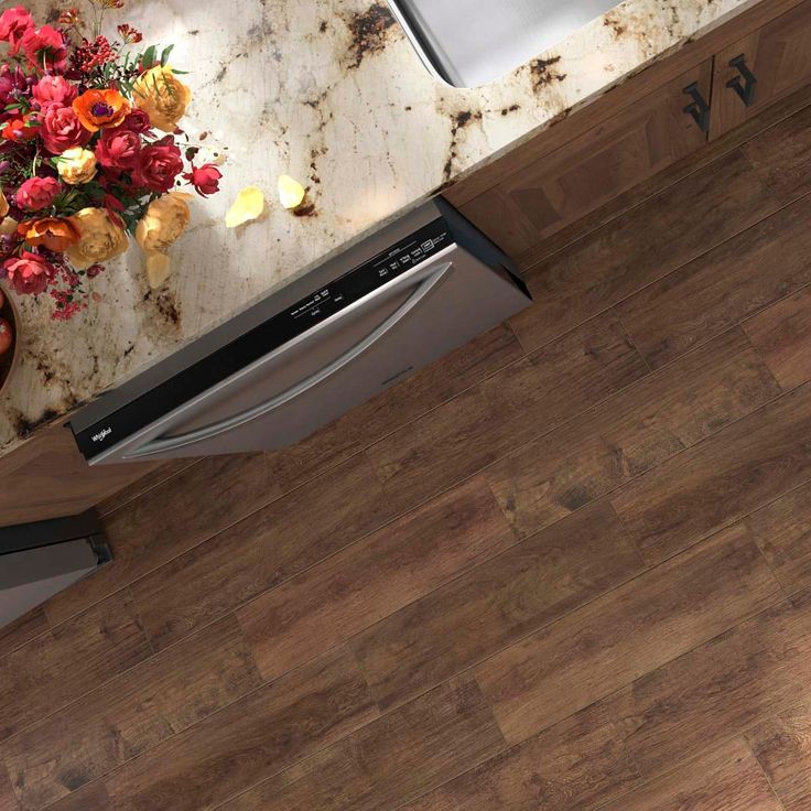 Style Selections Woods Natural 6-in x 24-in Glazed Porcelain Wood Look Floor Tile
