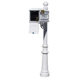Lewiston Black Post Mount Locking Insert Mailbox with Decorative Fluted Base and Ball Finial - Super Arbor
