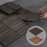 Topeakmart Pack of 27 Interlocking Wood Flooring Tiles Indoor & Outdoor for Patio Garden Deck Poolside 12''x12'' Dark Brown