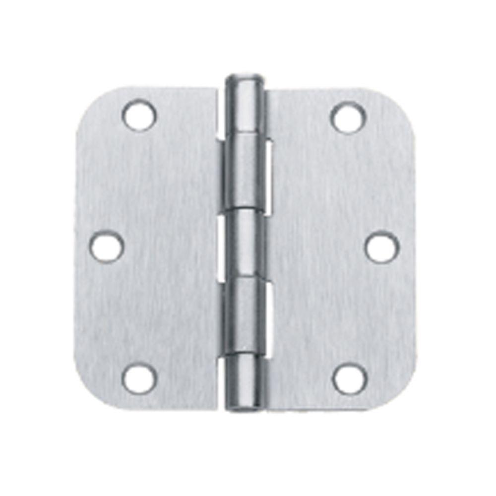 3.5 in. x 3.5 in. Satin Nickel Plain Bearing Steel Hinge with 1/4 in. Radius (Set of 2) - Super Arbor