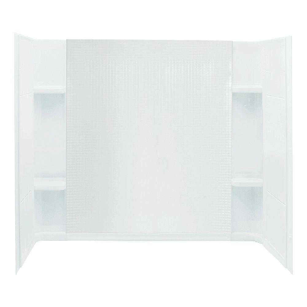 Accord 32 in. x 60 in. x 55-1/4 in. 3-Piece Direct-to-Stud Shower Wall Set in White - Super Arbor