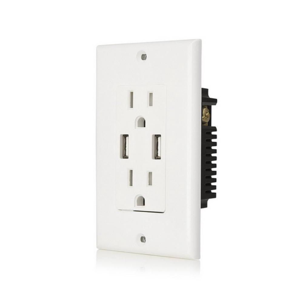 Electrical Outlet Receptacle with 2-High Power USB Ports - Super Arbor