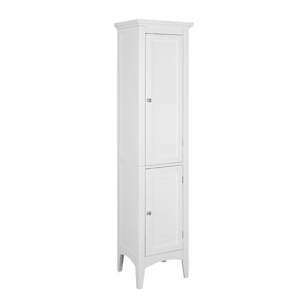Simon 15 in. W x 63 in. H x 13-1/4 in. D Bathroom Linen Storage Floor Cabinet with 2-Shutter Doors in White - Super Arbor