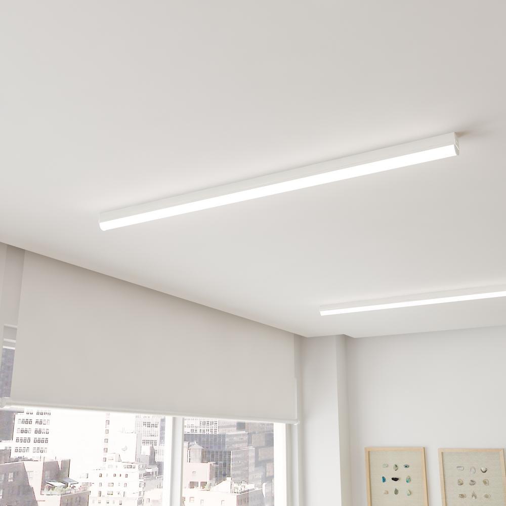 4 ft. 64-Watt Equivalent Integrated LED White Strip Light Fixture 4000K Bright White 1800 Lumens Plug-in or Direct Wire - Super Arbor