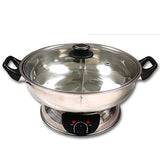 Shabu 7.75 in. Stainless Steel Electric Wok Mongolian Hot Pot with Broiler