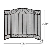 Cheswold Contemporary Black and Copper Three Panel Iron Fire Screen - Super Arbor