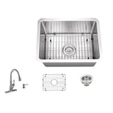 Undermount Stainless Steel 15 in. 16-Gauge Bar Sink in Brushed Stainless with Gooseneck Faucet