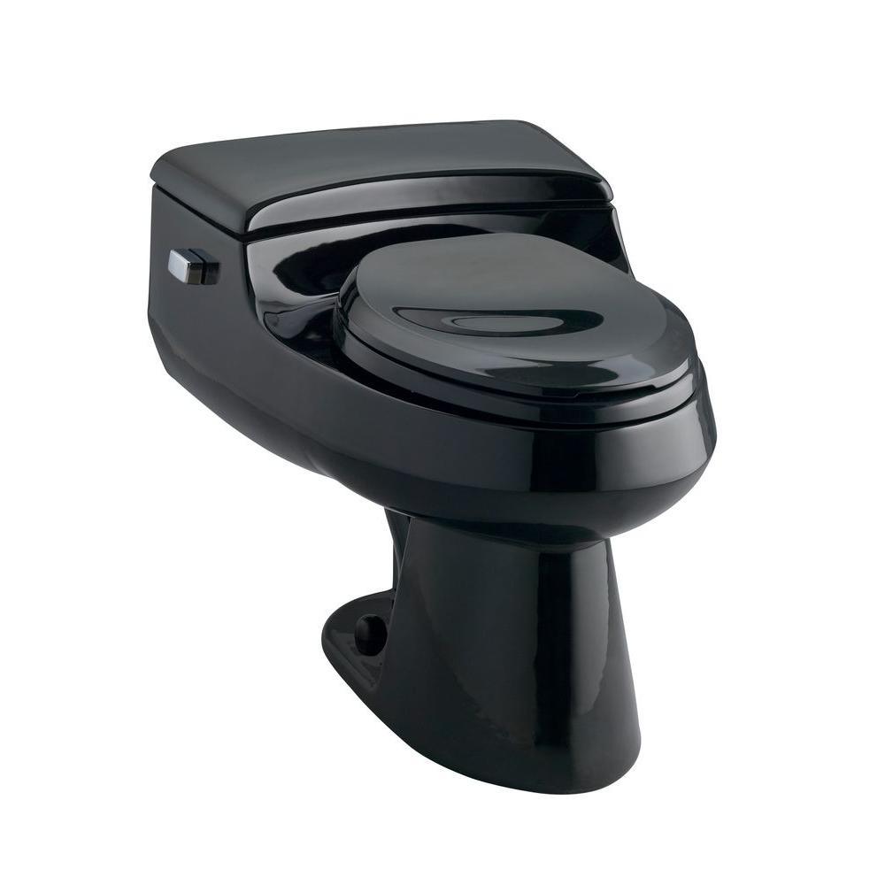San Raphael Comfort Height 1-piece 1 GPF Single Flush Elongated Toilet in Black, Seat Included - Super Arbor