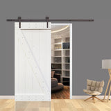 30 in. x 84 in. Z Series White Knotty Pine Wood Interior Sliding Barn Door with Hardware Kit - Super Arbor